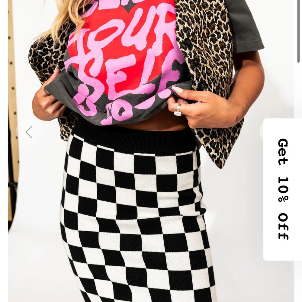 Dressed in Lala Oui Oui Knit Mini Skirt in Checkerboard